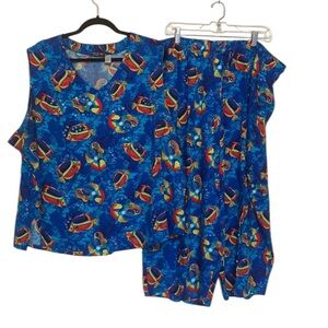 Club Collection Vintage Fish Tank Top Set